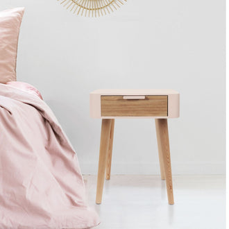 CHEVET 1 TIROIR EN BOIS ROSE