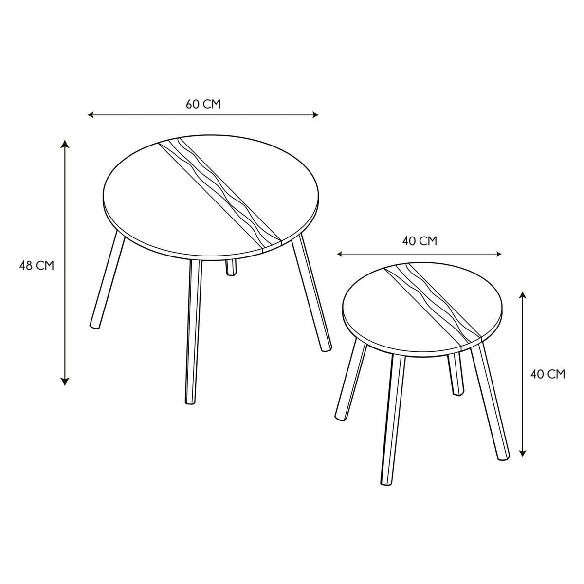 TABLE GIGOGNE BICOLORE RELIEF NOIR - LOT DE 2