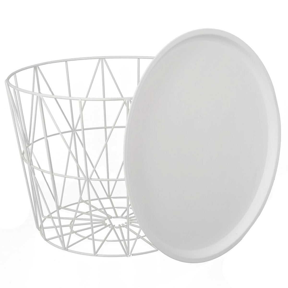 TABLE FILAIRE METAL BLANC DIAMETRE 50CM