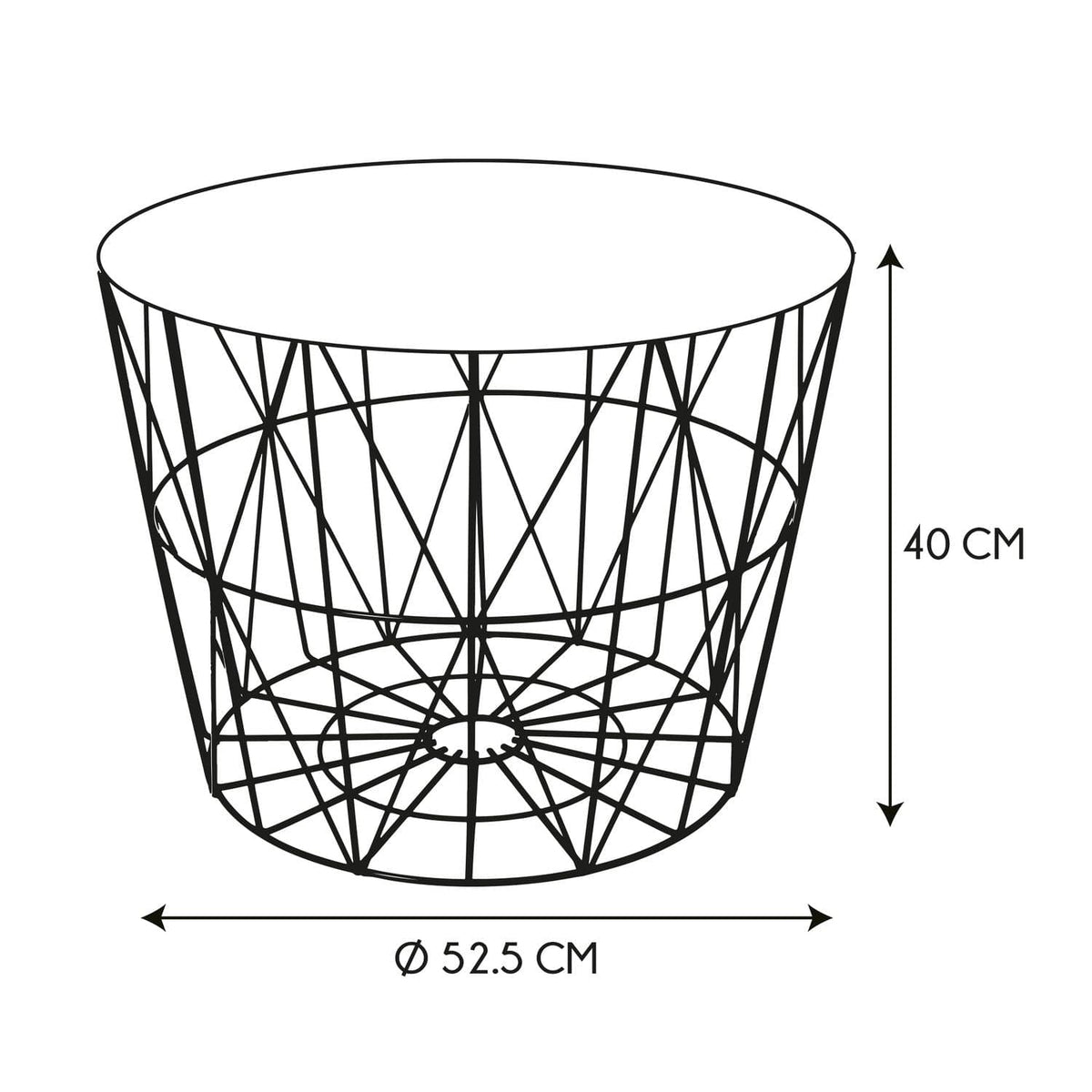 TABLE FILAIRE METAL TAUPE DIAMETRE 50CM