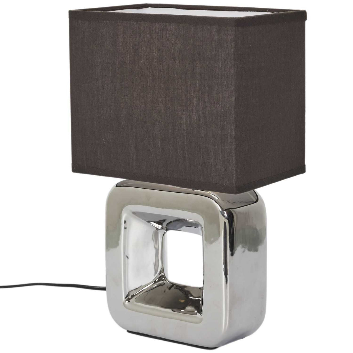 LAMPE CERAMIQUE FINITION CHROMEE H32.5CM