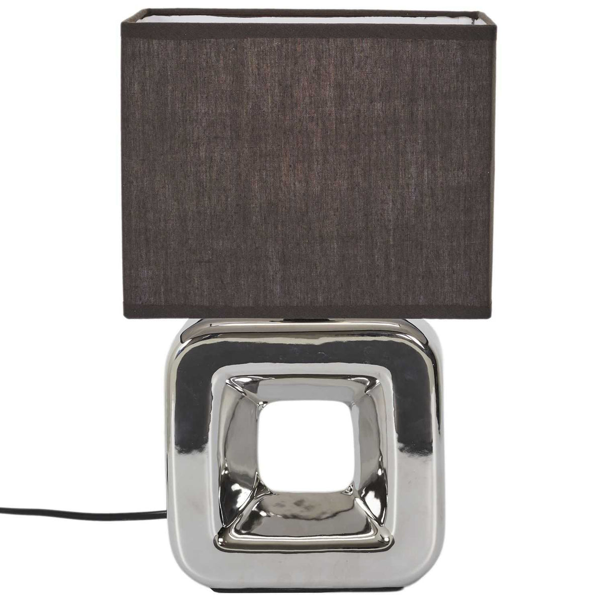 LAMPE CERAMIQUE FINITION CHROMEE H32.5CM