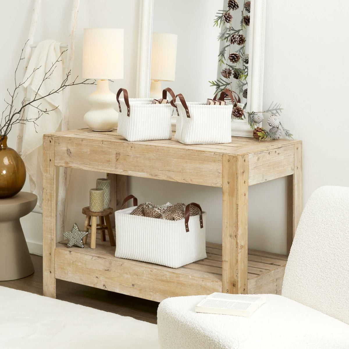PANIER RANGEMENT BLANC -  LOT DE 3
