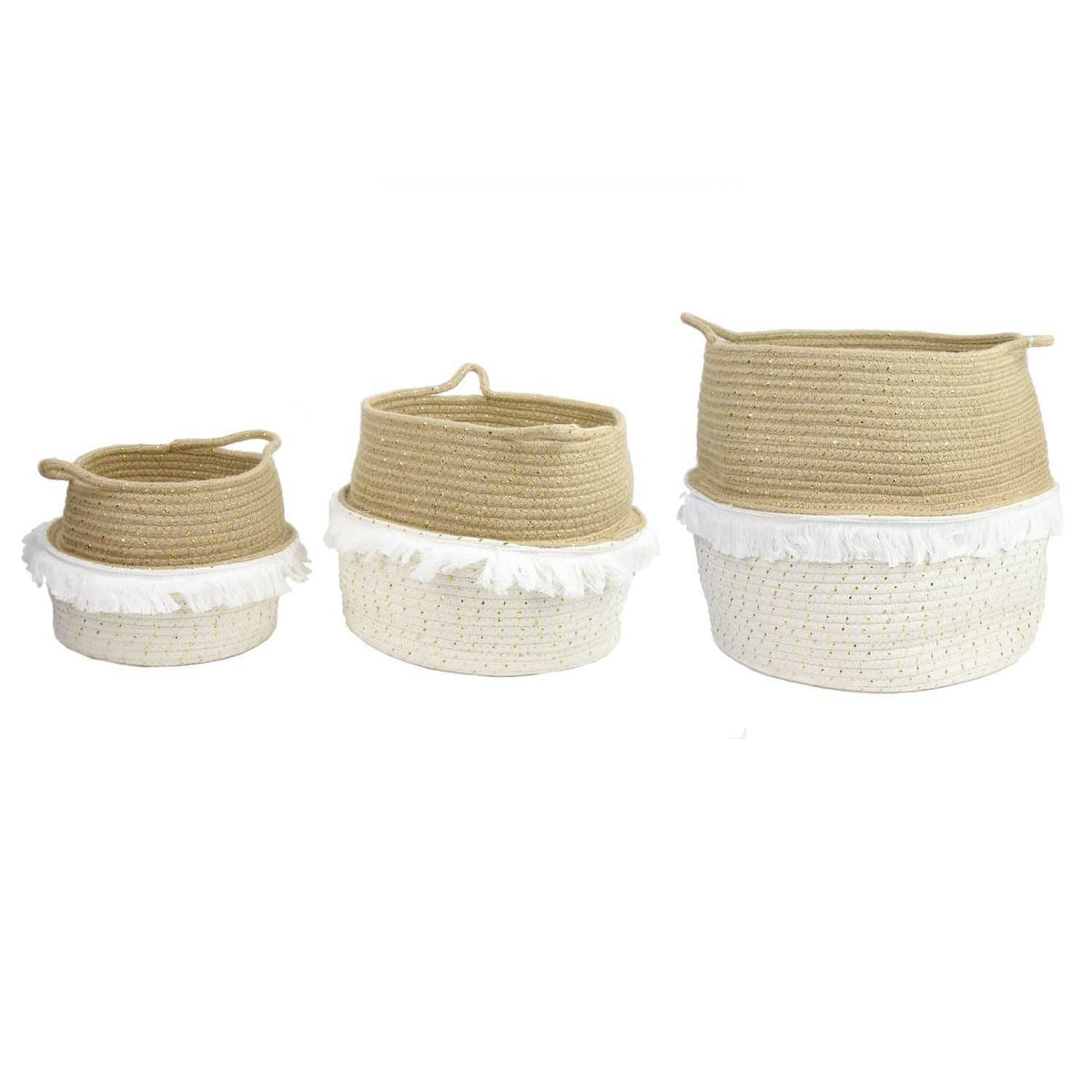 PANIER RANGEMENT A FRANGE ET FIBRE DORE -  LOT DE 3