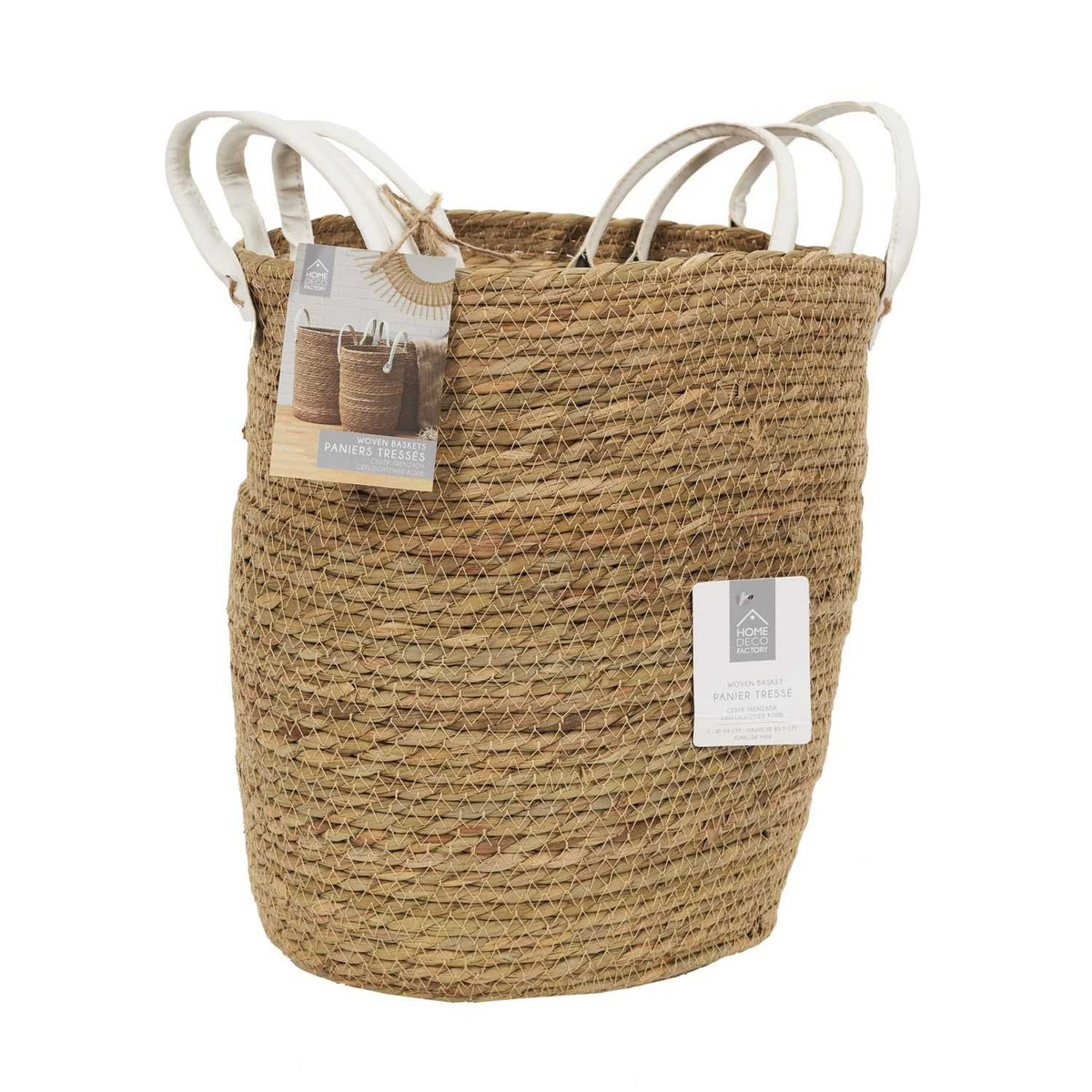 PANIER TRESSE ANSES SIMILI -  LOT DE 3