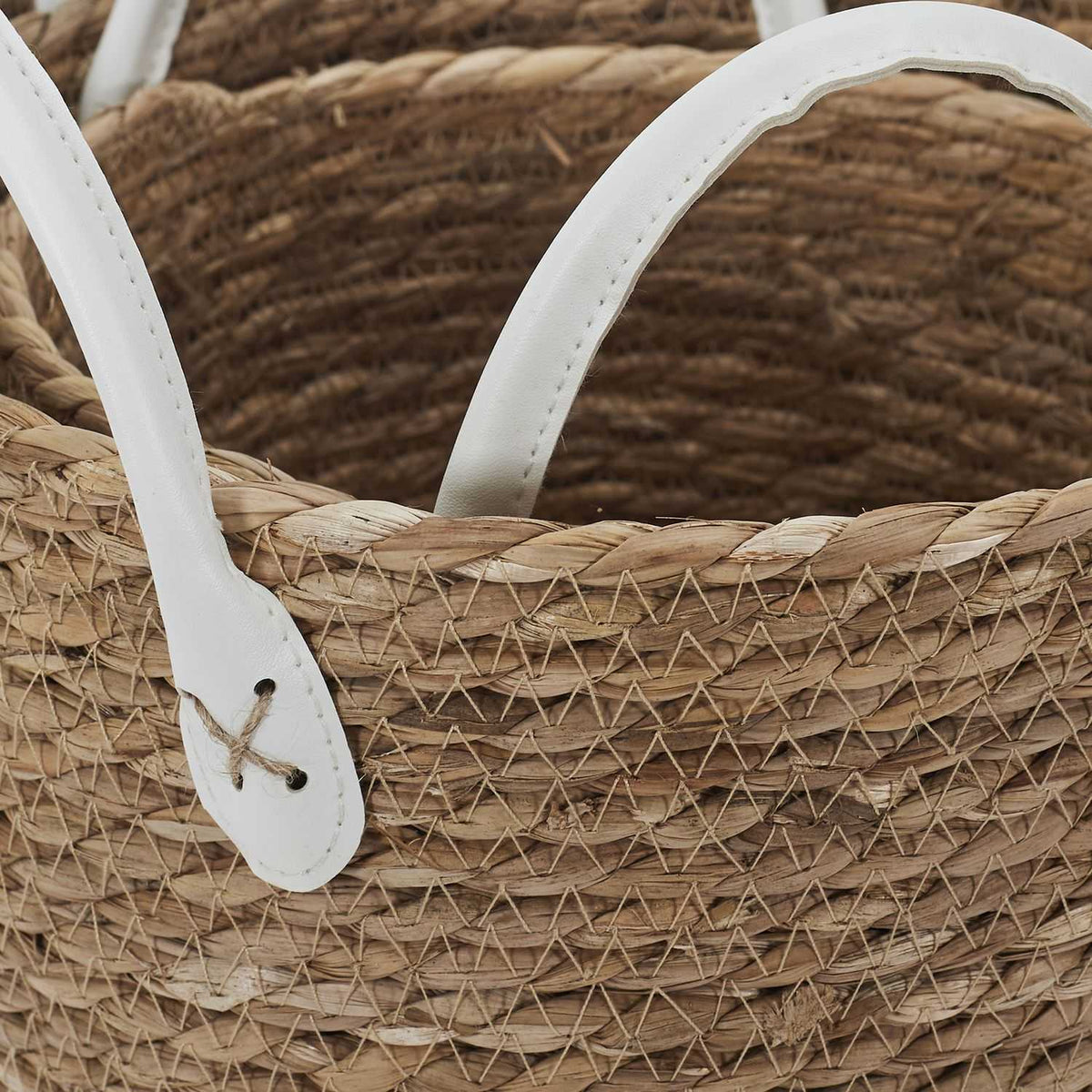 PANIER TRESSE ANSES SIMILI -  LOT DE 3