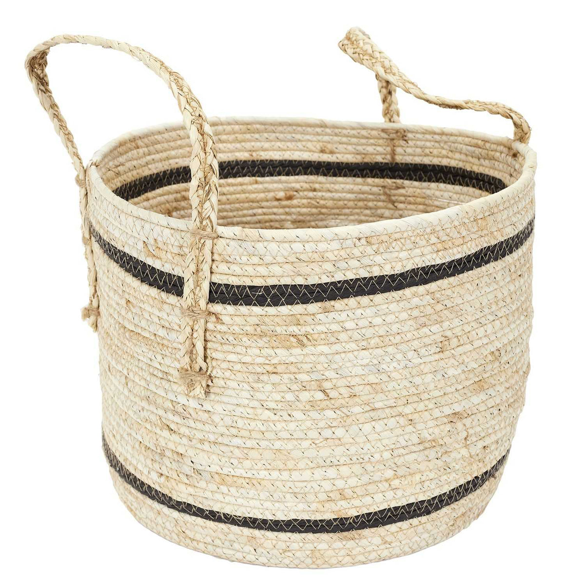 PANIER BICOLORE FIBRE DE MAIS -  LOT DE 3
