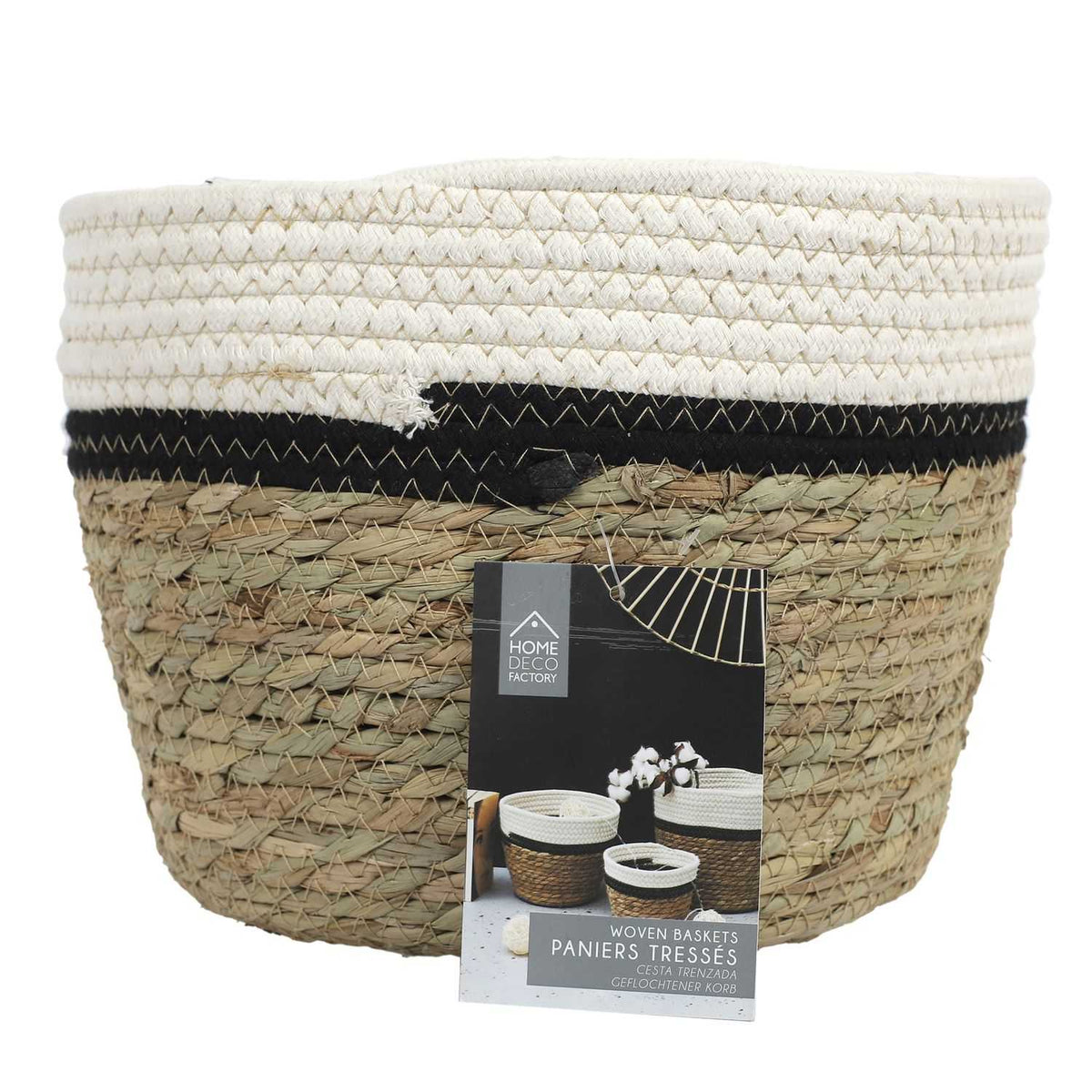 CORBEILLE TRESSEE ET COTON -  LOT DE 3