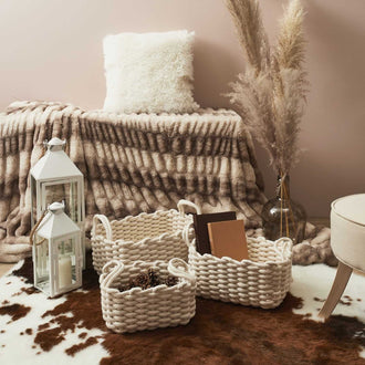 PANIER TRICOT BLANC -  LOT DE 3