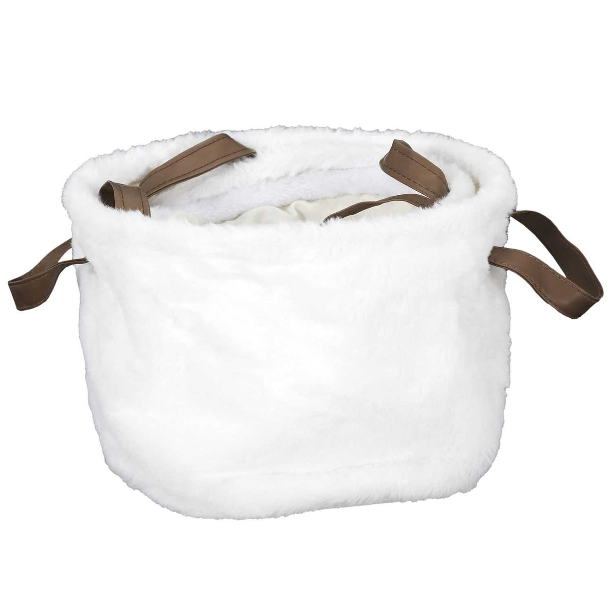 PANIER EFFET FOURRURE AVEC POIGNEE -  LOT DE 3
