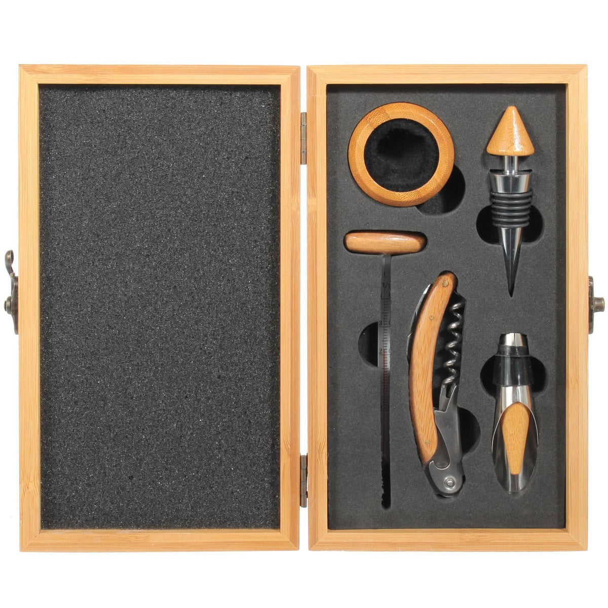 COFFRET FIBRE BOIS NATUREL DE SERVICE VIN 5 PCS