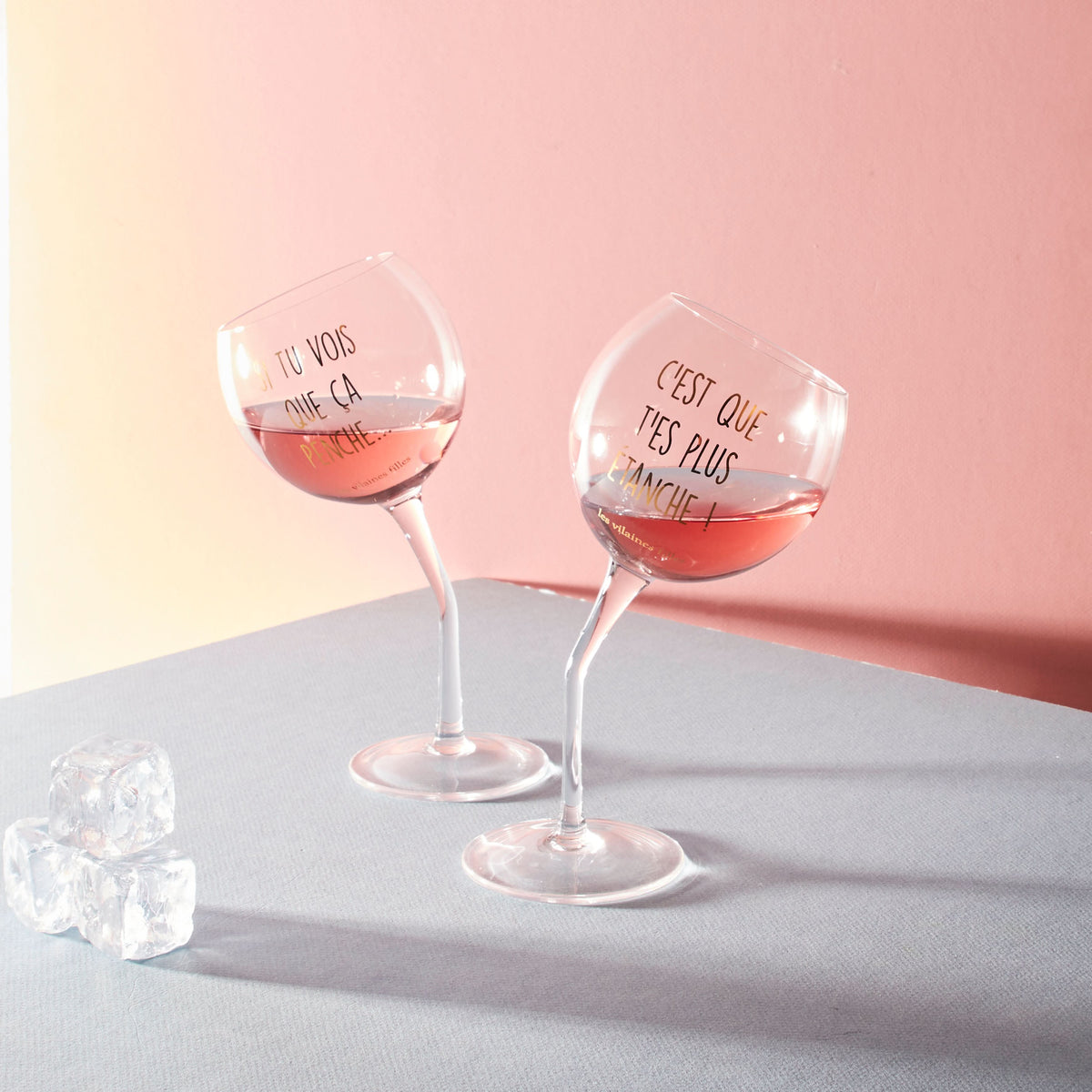 COFFRET 2 VERRES PENCHES DORES