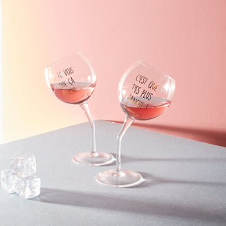 COFFRET 2 VERRES PENCHES DORES