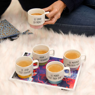 COFFRET DE 5 TASSES À CAFÉ SEMAINE